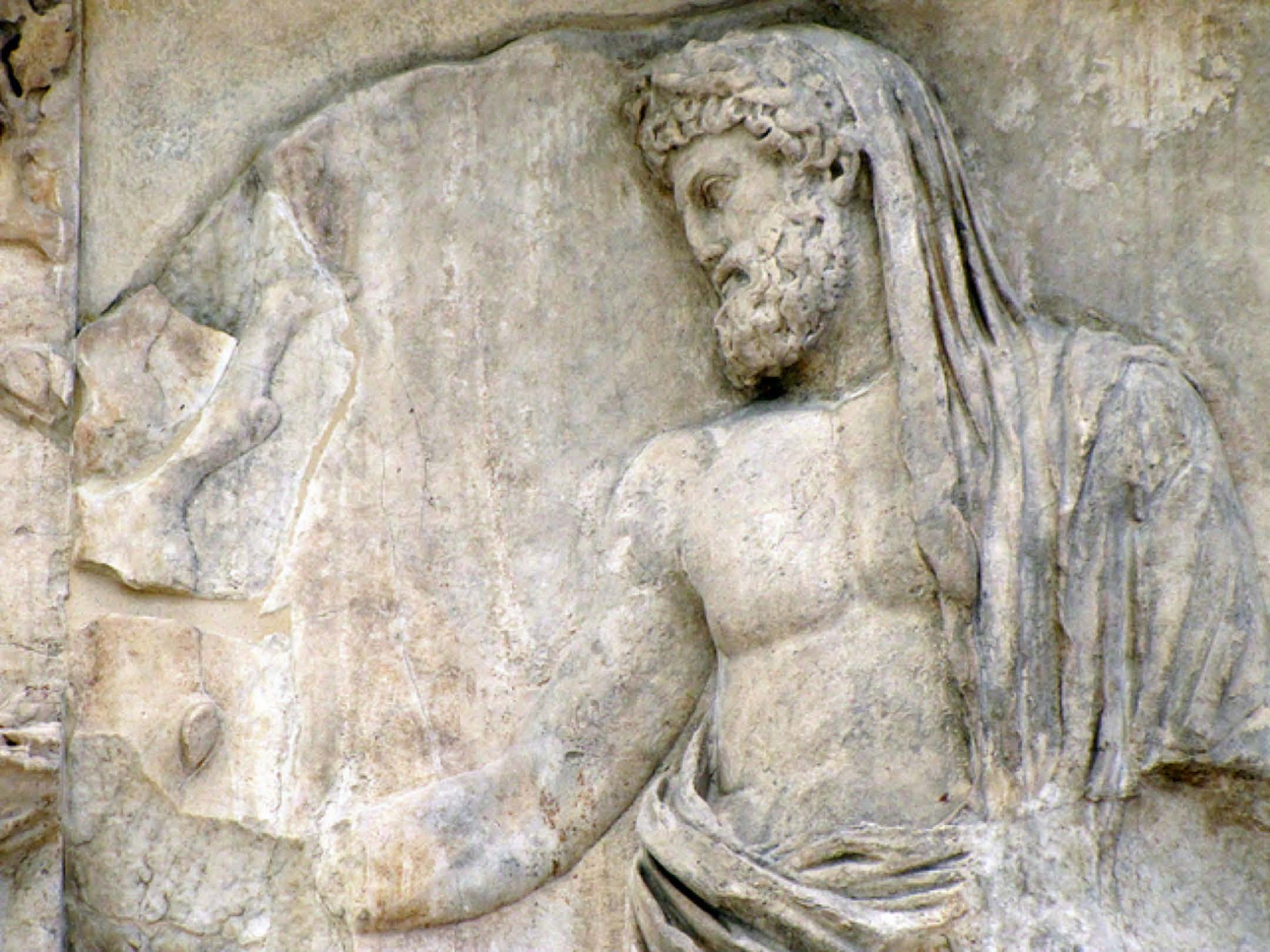Detail of Aeneas or Numa from the Ara Pacis, 13 CE.