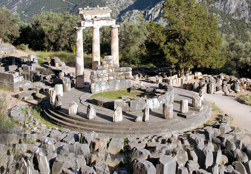 Ruins of the Temple of Apollo at Delphi.