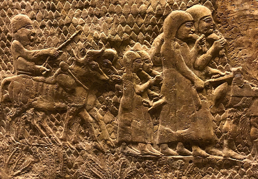 Assyrian relief depicting the deportation of Judeans from Lachish, 701 BCE.