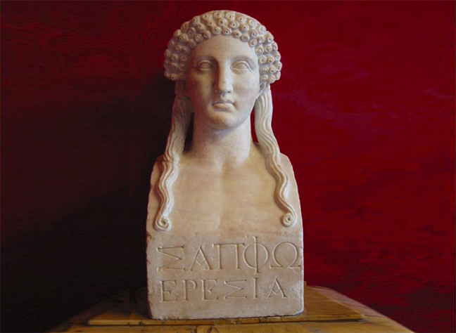 Hermaic pillar with a portrait of Sappho, inscribed.